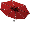 Blissun 9 ft Solar Umbrella, 32 LED Lighted Patio Umbrella, Table Market Umbrella, Outdoor Umbrella for Garden, Deck, Backyard, Pool and Beach (Red) by Blissun
