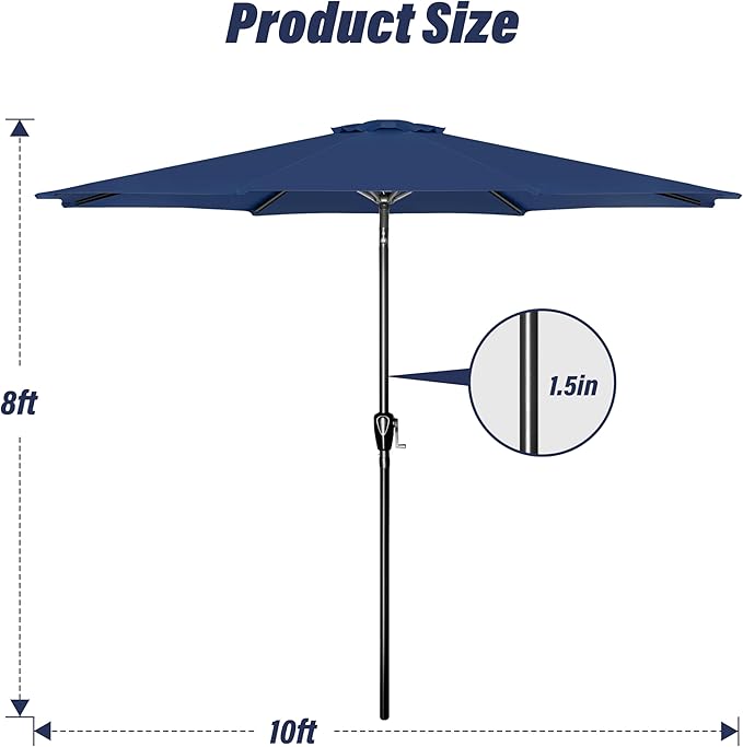 Simple Deluxe 9' Patio Umbrella Outdoor Table Market Yard Umbrella with Push Button Tilt/Crank - Image 6