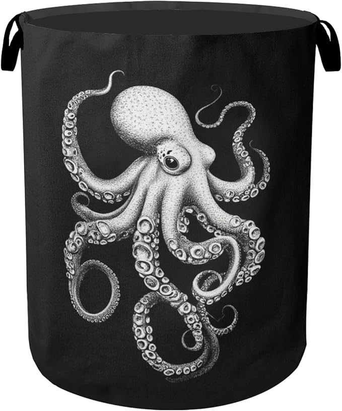 Black Octopus Laundry Basket by Gearsly