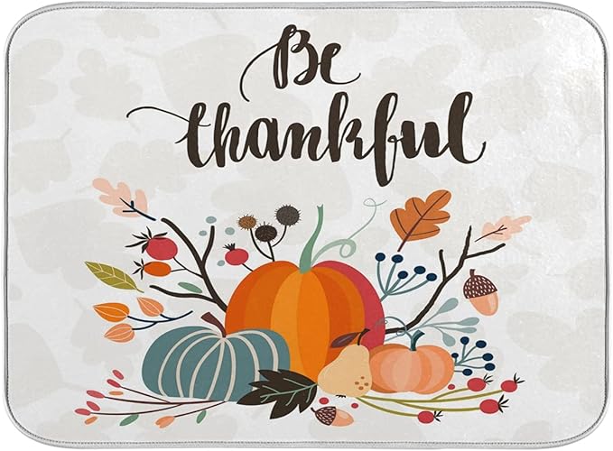 ALAZA Thanksgiving Day Fall Pumpkin Dish Drying Mat by ALAZA