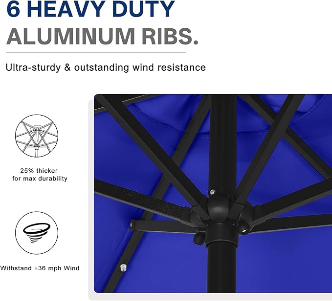 ABCCANOPY Durable Solar Led Patio Umbrellas with 24LED Lights 7.5FT (Royal Blue) - Image 6