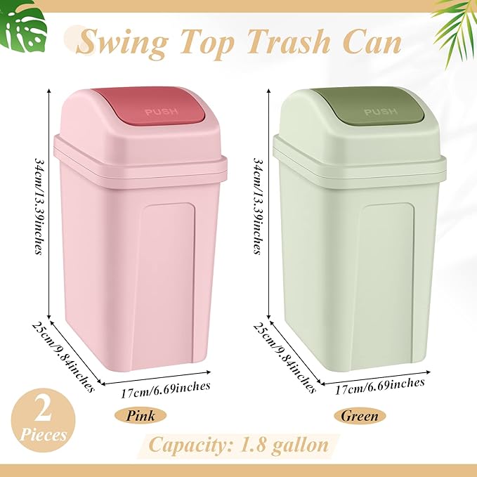 Sumind 2 Pcs 1.8 Gallon Bathroom Trash Can - Image 2
