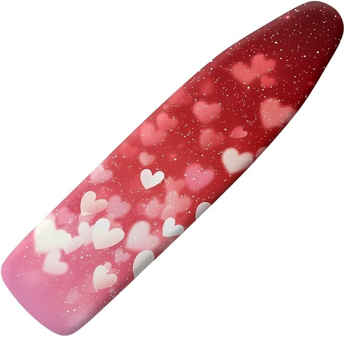 Red Hearts Ironing Board Cover and Pad Elastic Edge Universal Washable Resist by Pzuqiu