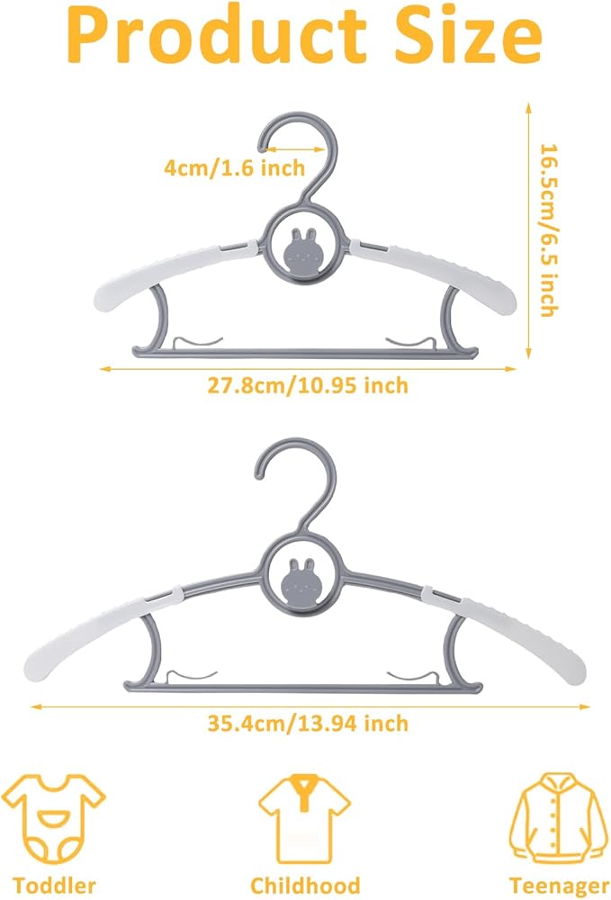 50 Pack Baby Hangers, Non-Slip Kids Hangers, Space Saving Plastic Hanger - Image 2