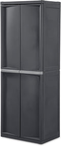 Sterilite 2-Pack 4 Shelf Cabinet, Lockable Utility Storage w/Adjustable Shelves, Gray - Plastic Shelving Unit for Organizing Garage, Pantry, Basement, Laundry Room or Mudroom by Sterilite