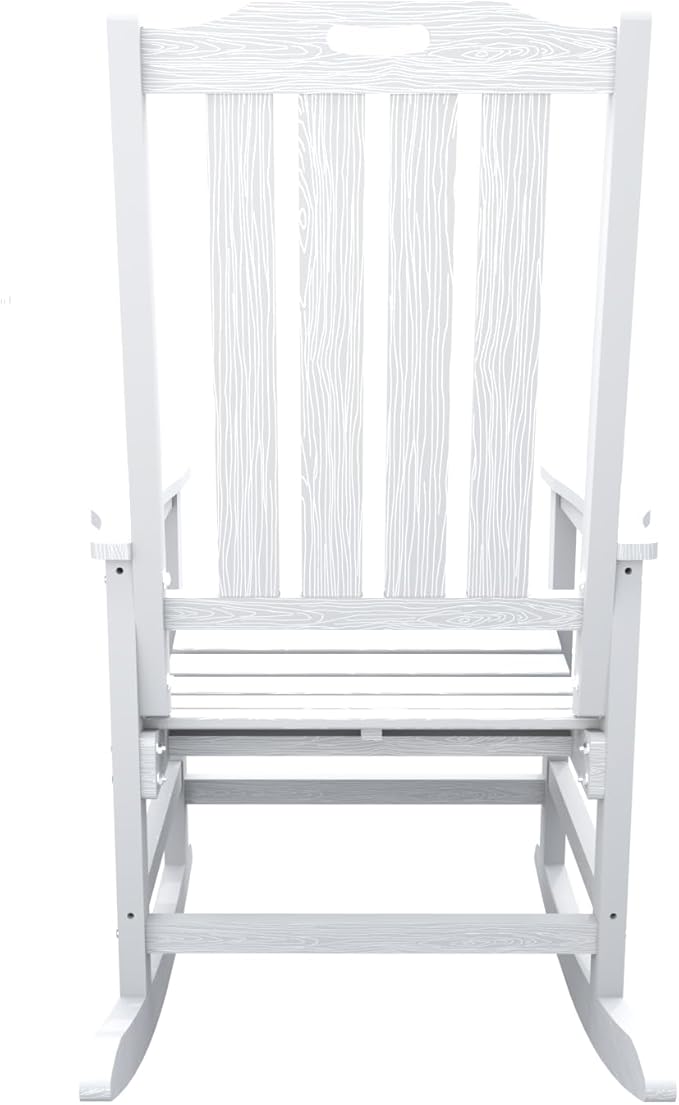Oversized Rocking Chair Set of 8, Outdoor Rocking Chair for Adults, All Weather Resistant Porch Rocker for Lawn Garden, White - Image 6
