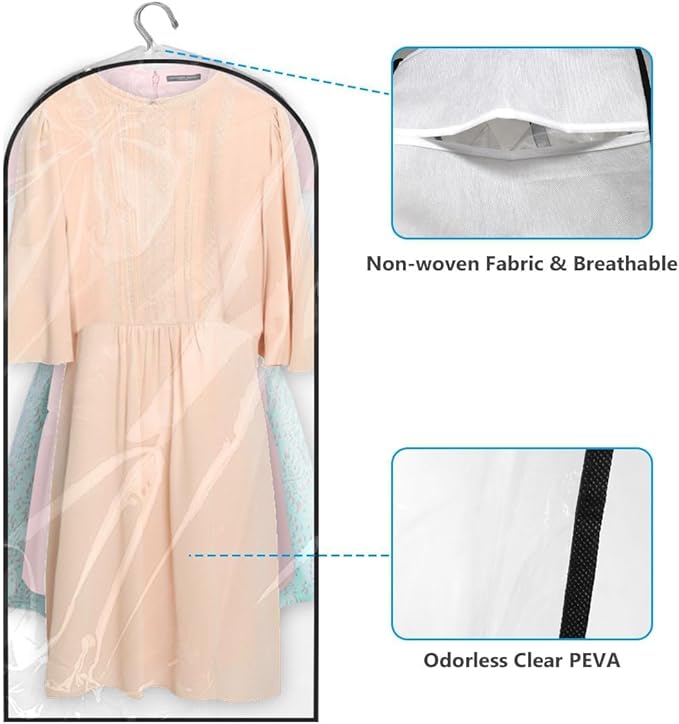50" Clear Clothes Hangers with Smooth Side Zipper, 4 Pack - Image 4