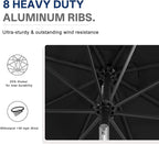 ABCCANOPY 10FT Durable Solar Led Patio Umbrellas with 32LED Lights (Jet Black) - Image 7