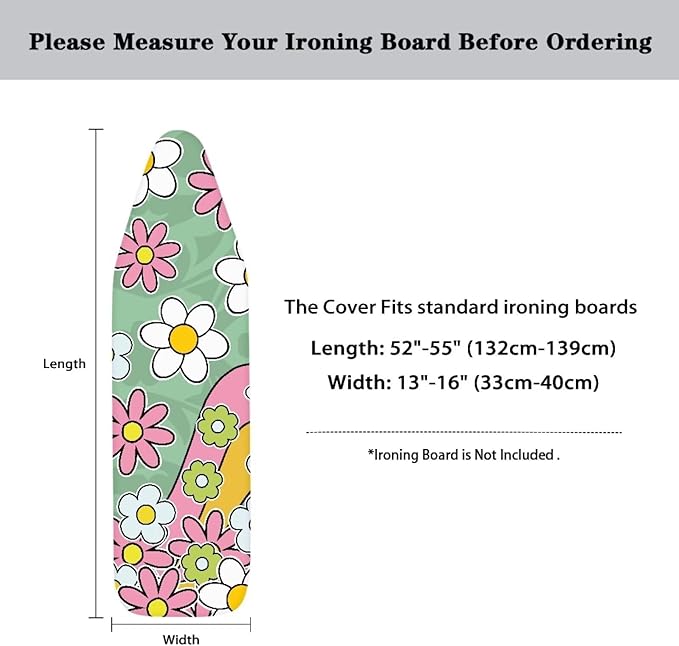 Daisy Stripe Ironing Board Cover Resist Scorching Table Top Ironing Board Cover - Image 6