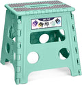 Delxo Folding Step Stool 13 Inch Non-Slip Foldable Stools for Kids & Adults Up to 300 LBS Kitchen Collapsible Fold Up Stepping Stool with Dotted 1 Pack Green by Delxo