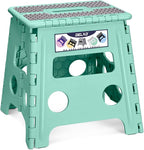 Delxo Folding Step Stool 13 Inch Non-Slip Foldable Stools for Kids & Adults Up to 300 LBS Kitchen Collapsible Fold Up Stepping Stool with Dotted 1 Pack Green by Delxo
