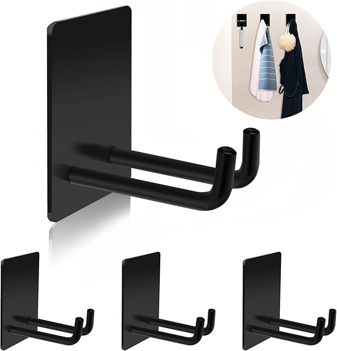 Adhesive Hooks, Stick on Stainless Steel Towel Robe Razor Wall Hooks by AdhesiveHooks