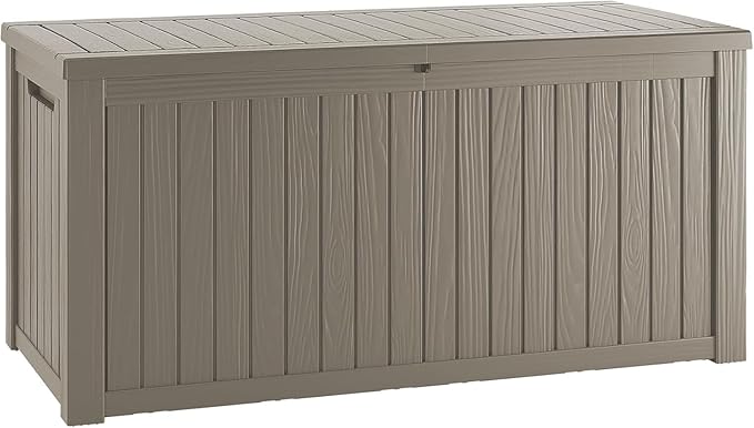 TARKARI 150 Gallon Lockable Resin Deck Box, Waterproof & UV-Resistant Outdoor Storage Box for Outdoor Cushion Storage, Garden Tools & Pool Accessories Storage, Gray by Home
