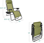 Best Choice Products Set of 2 Adjustable Steel Mesh Zero Gravity Lounge Chair Recliners w/Pillows and Cup Holder Trays - Dusty Green/Black - Image 2