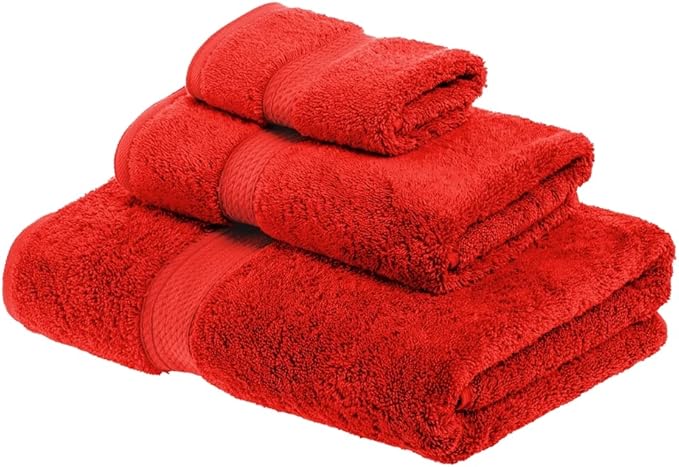 SUPERIOR Egyptian Cotton Pile 3 Piece Towel Set, Includes 1 Bath, 1 Hand by SUPERIOR