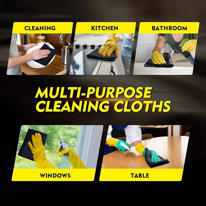 HOMEXCEL Black Microfiber Cleaning Cloth 20 Pack 11.5 x 11.5 inch Microfiber - Image 6