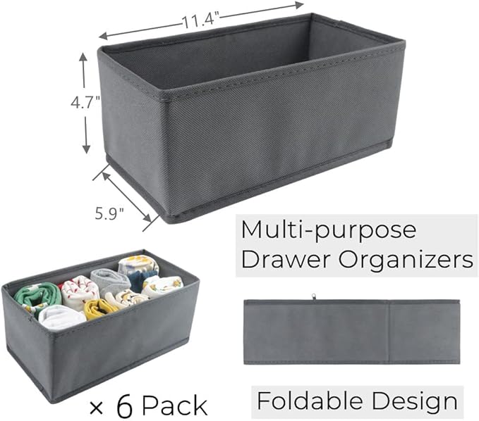 KIKILIE 6 Pack Foldable Clothing Organizers, Socks and Panties - Image 2