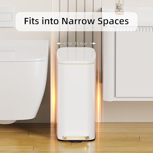 Small Bathroom Trash Can with Lid Soft Close, Step Pedal, 6L / 1.6 Gal - Image 2