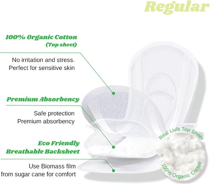 Livlit Regular Size Ultra Thin Sanitary Pads, 100% Organic Cotton from Texas - Image 7