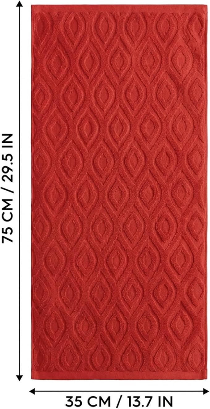 Artoid Mode 1 Pc Red 3D Diamond Grid Jacquard Hand Towels - Image 8