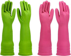 Dishwashing gloves 2 Pairs for kitchen, Rubber cleaning gloves, Long dish by IUCGE