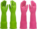 Dishwashing gloves 2 Pairs for kitchen, Rubber cleaning gloves, Long dish by IUCGE