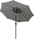 Blissun 9 ft Solar Umbrella, 32 LED Lighted Patio Umbrella, Table Market Umbrella, Outdoor Umbrella for Garden, Deck, Backyard, Pool and Beach (Grey) by Blissun