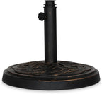 Backyard Expressions 26.5 lb Round Heavy Duty Patio Umbrella Base – Weather Resistant Calcium Carbonate Resin with Bronze Weave Design – Fits 1.5" to 2" Poles, Easy Assembly, UV & Fade Resistant - Image 3