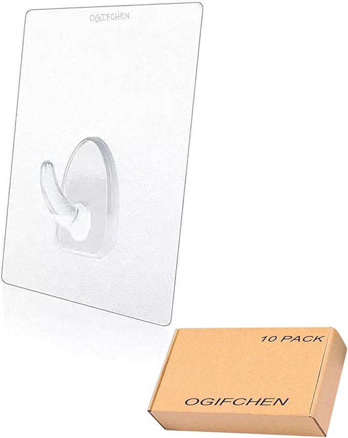 FIGO 10 Packs 15lB Seamless Small Wall Hooks Adhesive Transparent Seamless by Unknown