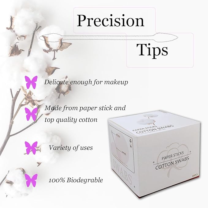 1000 Pieces Precision Tips, Double Pointed Cotton Swabs - Image 2