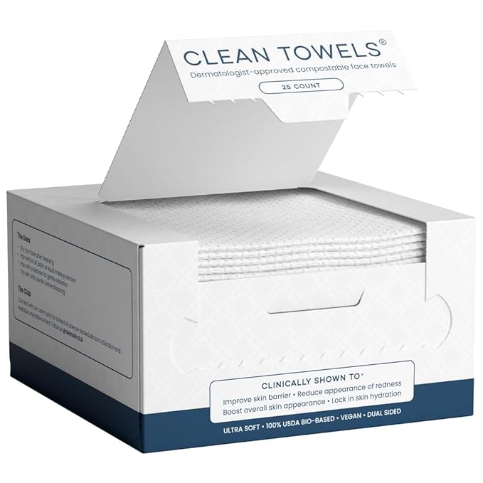 Clean Skin Club Clean Towels®, 100% USDA Biobased Face Towel, Disposable Face by CLEANSKINCLUB