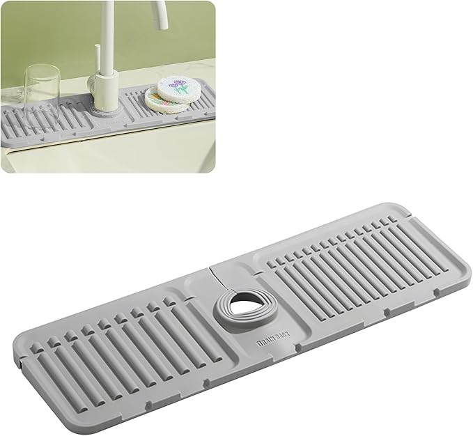 Faucet Mat for Kitchen Sink – Adjustable Silicone Sink Splash Guard by LeafBlower