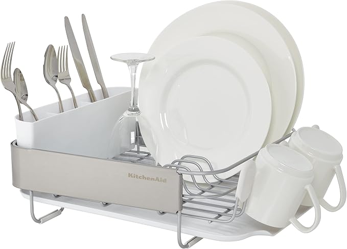 KitchenAid Compact Satin Wire Rust Resistant, Expandable Dish Rack - Image 4