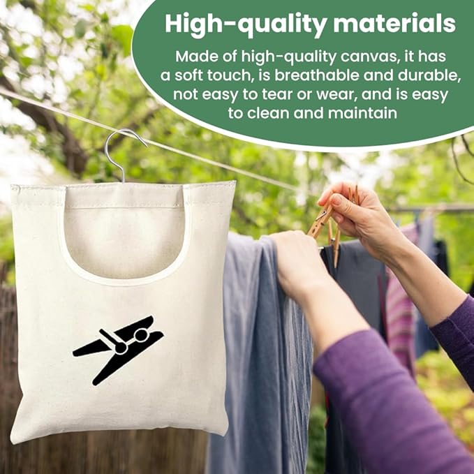 Laundry Clothespin Bag, 12 x 11 in Hang on Line Clothes Pin Hanging Bag Hanging - Image 8