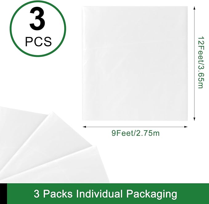3-Pack 9x12 ft Painter Plastic Drop Cloths Sheet, Waterproof Anti-dust Cover - Image 2