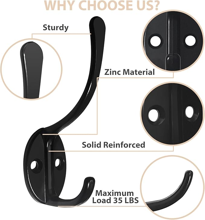 10 Pack Coat Hooks Wall Mounted - Image 4