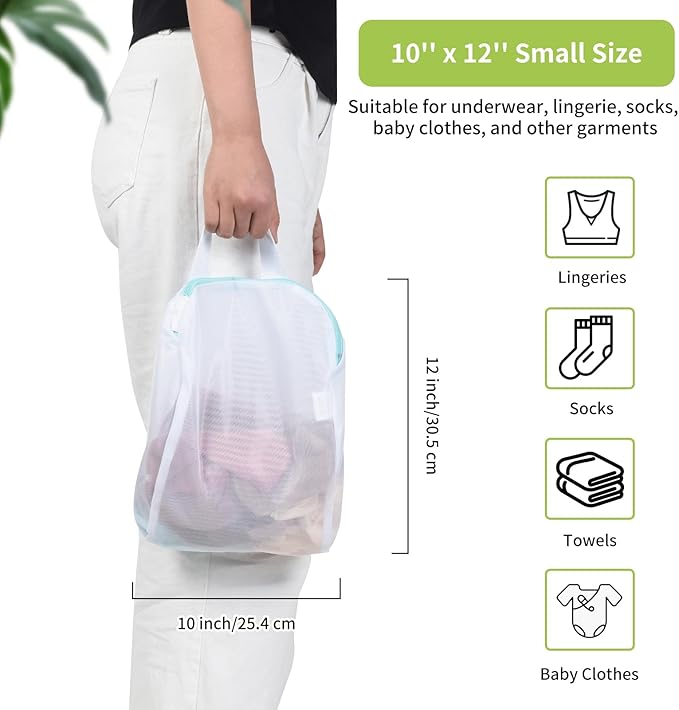 OTraki 2Pcs Small Laundry Bags 10x12 Inch Delicates Lingerie Bags Mesh Wash - Image 6
