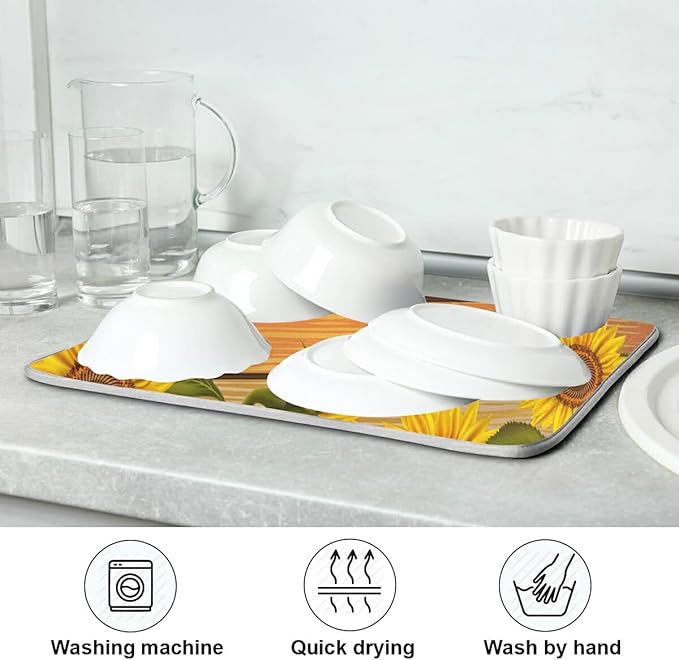 Super Absorbent Dish Drying Mat, Microfiber Fast-Drying Dish Mat, Kitchen Dish - Image 7