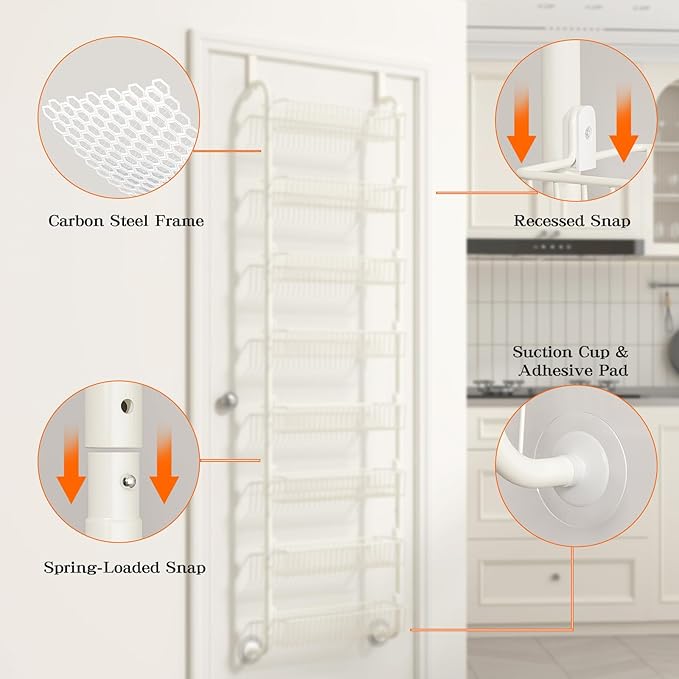 MIAOLI Over the Door Pantry Organizers and Storage, 8-Tier Spice Rack, Home & - Image 5