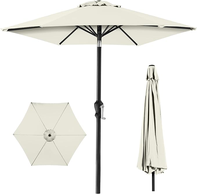 Best Choice Products 10ft Outdoor Table Compatible Steel Polyester Market Patio Umbrella w/Crank and Easy Push Button Tilt by BestChoiceProducts