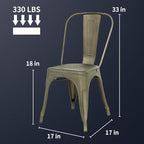 FDW Metal Chair Dining Chair Set of 4 Patio Chair Home Kitchen Chair 18 Inch Seat Height Dinning Room Chair Stackable Metal Bar Chairs Indoor Outdoor Chairs Tolix Bar Side Chair Dining Chair - Image 3