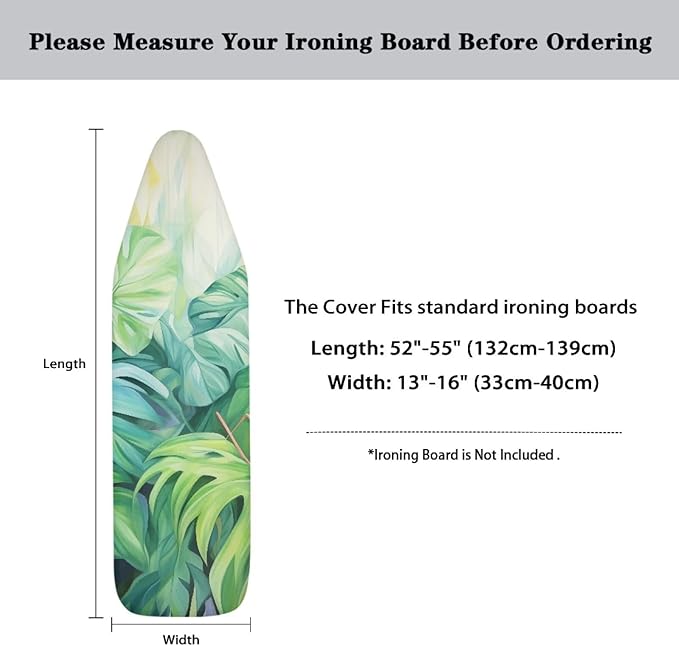 Tropical Palm Tree Leaves Ironing Board Cover and Pad 15 x 54 Heavy Duty Iron - Image 6