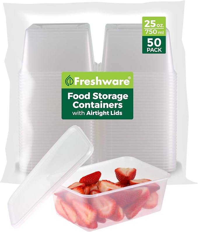Freshware Food Storage Containers 25 oz Plastic Deli Containers by Freshware