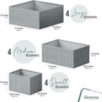 Drawer Organizer Clothes Set of 12 Grey - Image 2