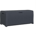 Suncast Outdoor Storage Box - 73 Gallon Cyberspace Resin Wicker Deck Box with Lockable Lid, Outdoor Storage Bin for Patio Cushions, Shoes, Pool & Garden Gear, Made in USA by Suncast