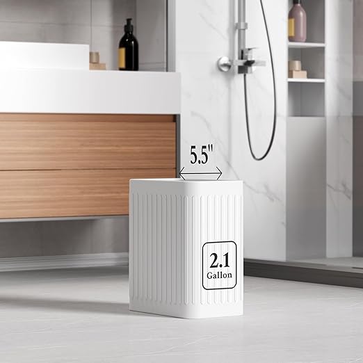 TrashAid Small Bathroom Trash Can, 2.1 Gallon Bathroom Garbage Can, Stainless - Image 2