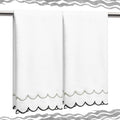 2 Pcs Scalloped Hand Towels 100% Cotton Fingertip Towels by Hahafelt