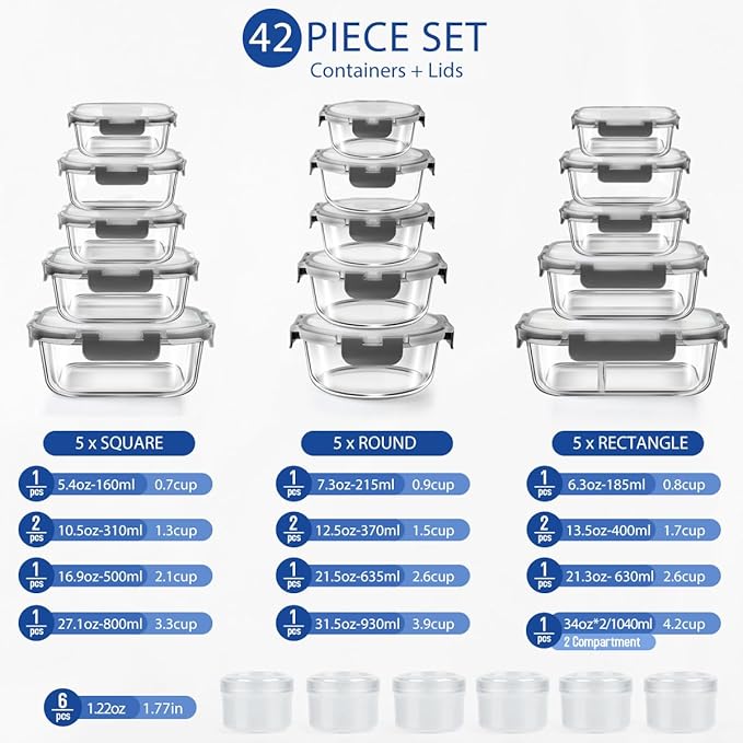 42pcs Glass Food Storage Containers - Image 2