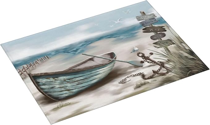 Sea view wooden boat Dish Drying Mat - Image 2