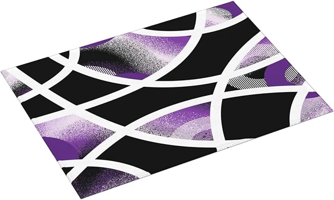Purple Black White Geometric Abstract Dish Drying Mat - Image 2